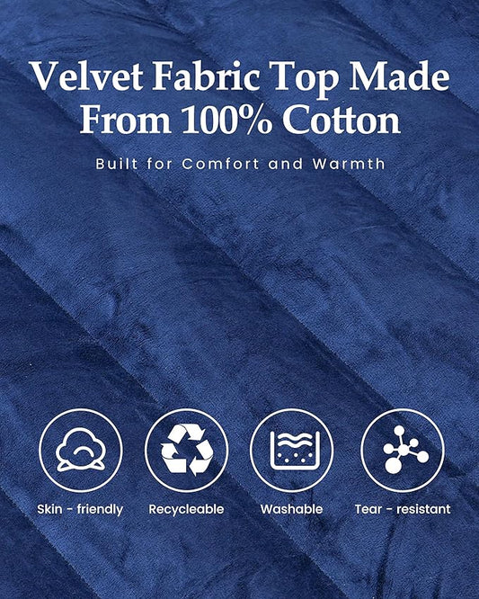 Inflatable Sleeping Pad for Camping, Extra-Thick 4.75 Inch Air Mattress with Soft Cotton Top, Machine Washable, Family Lightweight 4-Season Pad for Camping, Traveling & Hiking, Blue