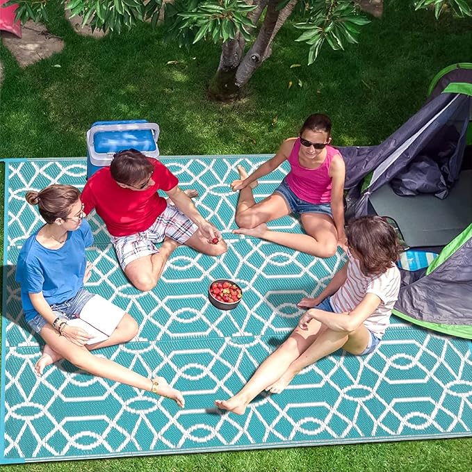 HEBE Outdoor Rug 5'x8' for Patios Waterproof Clearance Reversible Patio Mat Plastic Straw Rug RV Camping Mat Outside Area Rug Carpet for Camping RV,Porch,Deck,Balcony,Camper,Backyard