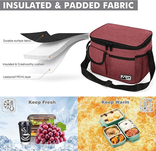 Tirrinia Insulated Lunch Box for Women Men, Leakproof Reusable Lunch Bag Containers for Adult,Working,Office,Lunch Soft Cooler Bag Tote for Picnic Hiking Beach,Red