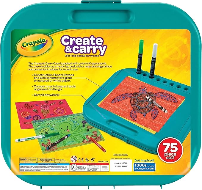 Crayola Create 'N Carry Art Set (75pcs), Art Supplies Kit, Drawing Set for Kids, Arts & Crafts Supplies, Gift for Kids, 5+