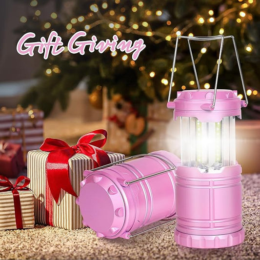 LED Pink Camping Lanterns, Portable Camping Lights, Outdoor Handled Lamps, Essential Emergency Lights for Power Outages, Hiking, Hurricane