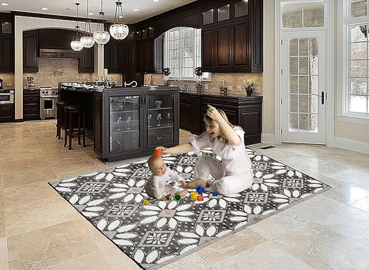 BalajeesUSA Outdoor Rug – 6x9, Sky Blue, Grey, Reversible Recycled Plastic Straw Rug Waterproof Outdoor Patio Rugs Clearance Large RV Camper Mats 331