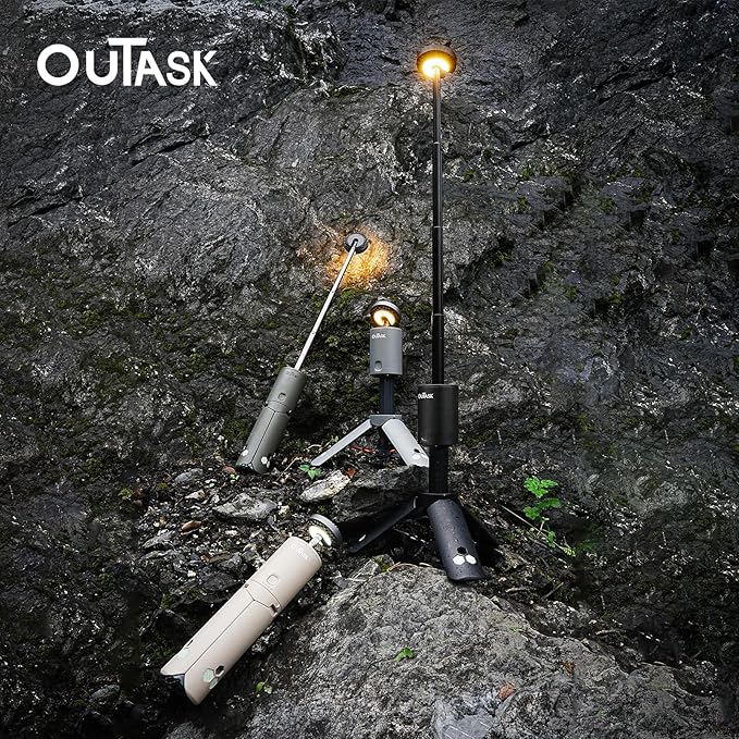 Camping Light Telescopic, Collapsible Magnetic Camping Lantern with 12000mAh Battery, Telescoping IPX6/IPX7 Waterproof Flashlights, Camping Lamp for Emergency, Camping, Hiking