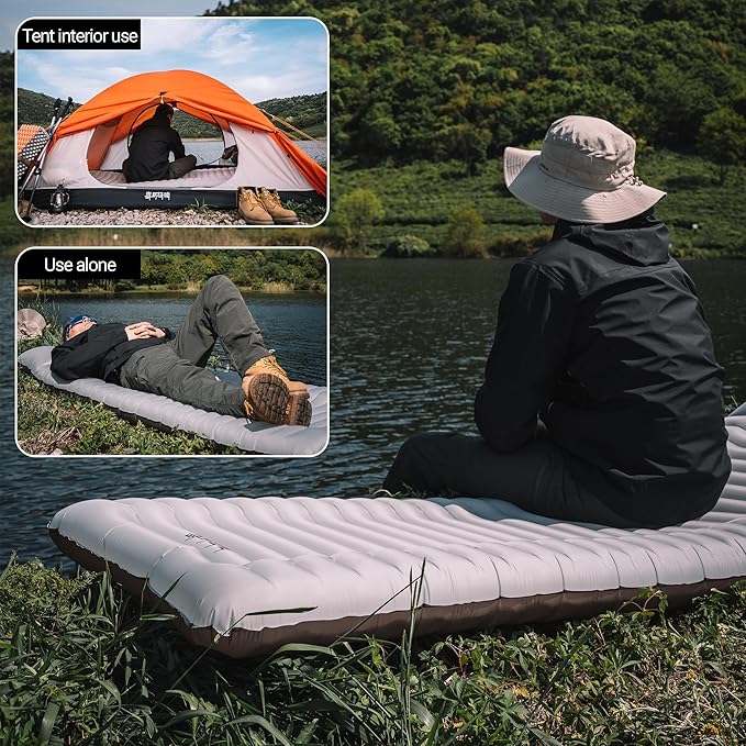 Himalaya Backpacking Sleeping Pad with Pillow Inflatable Sleeping Pad for Camping with 4-Layer Design - 3.3 R Value - Thick 3.9" -20D Nylon+TPU Reversible Sleeping Pad Lightweight Waterproof