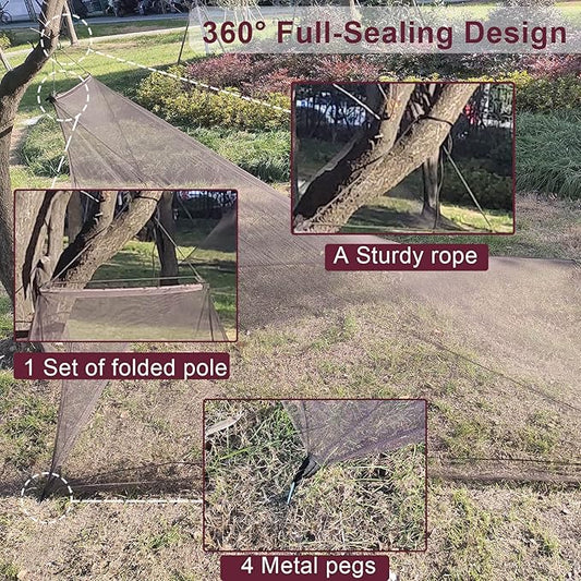 Aventik EDSRDLUZ 400 Fine Meshes Triangular Outdoor Camping Mosquito Net for Camping Bed Compact, Bug Net with Carry Bag, 94" x 67" x 55" Ideal for Double Camping Use