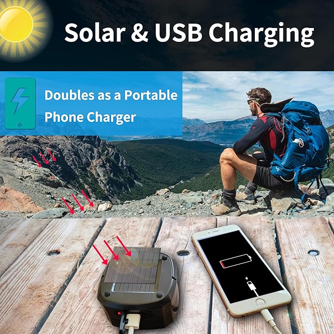 Solar Camping Lantern, Collapsible Rechargeable Camping LED Light,Portable USB Night Light for Power Outages,Emergencies,Hurricanes,Tent Lighting, Hiking,Backpacking Gear(Black)
