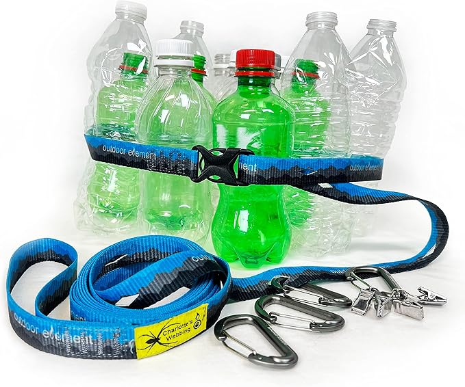 Charlotte’s Webbing™ Camp Organizer – 12' Gear Hanging Clothesline System with Adjustable Webbing, Aluminum Carabiners & Clips | Overlanding, Camping, Water Sport & Garage Organization