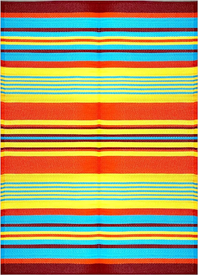 BalajeesUSA Outdoor Rug - 2 PK 5x7 Multi Color Reversible Recycled Plastic Straw Rugs Outdoor Patio Rugs Clearance Waterproof Large RV Camper Mats Outside 188