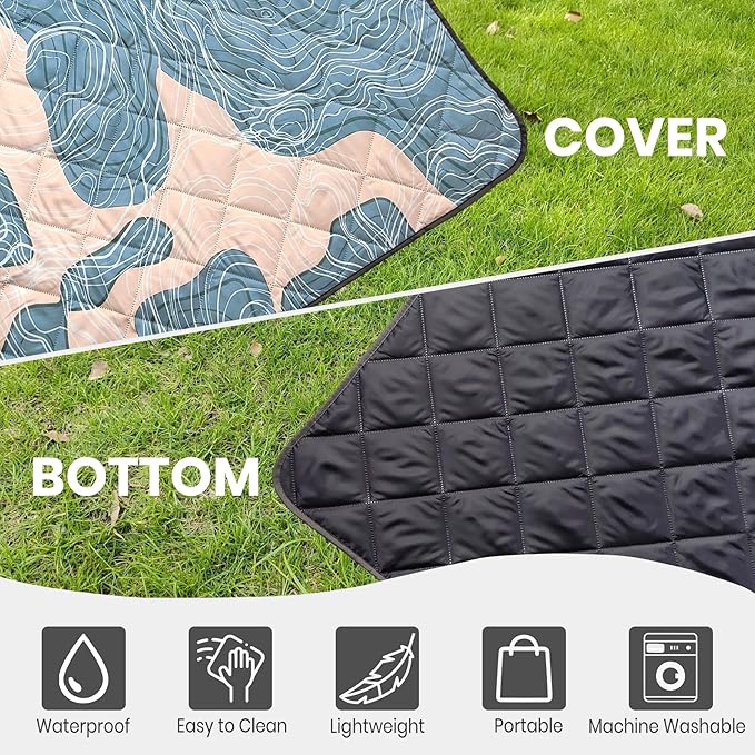 Waterproof Outdoor Blanket, 78.7x55inch, Printed Large Picnic Blankets, Foldable Picnic Mat, Camping Blanket for Picnic, Grass, Park, Lawn, Beach - Abstract Line