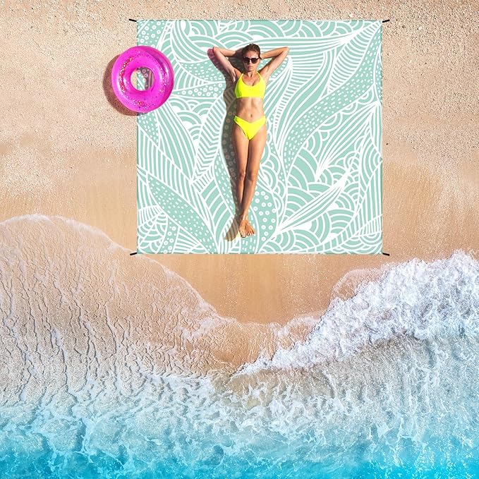 AISPARKY Beach Blanket Waterproof Sandproof Quick Drying Beach Mat Extra Large Outdoor Picnic Blanket for Travel Camping Hiking
