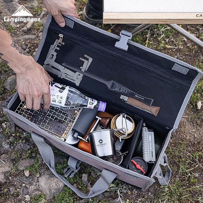 CAMPINGMOON Bottom Waterproof Outdoor Camping Tent Stakes Hammer Multi-Container Storage Box Bag (Canvas, M Size(17.7-inch Length, B-155C))