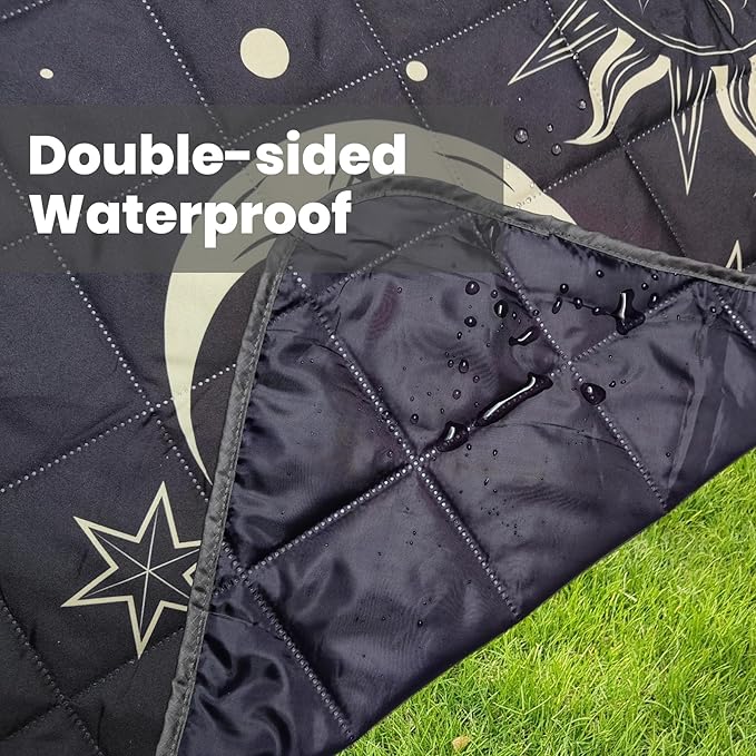 Waterproof Outdoor Blanket, 78.7x55inch, Printed Large Picnic Blankets, Foldable Picnic Mat, Camping Blanket for Picnic, Grass, Park, Lawn, Beach - Sun and Moon