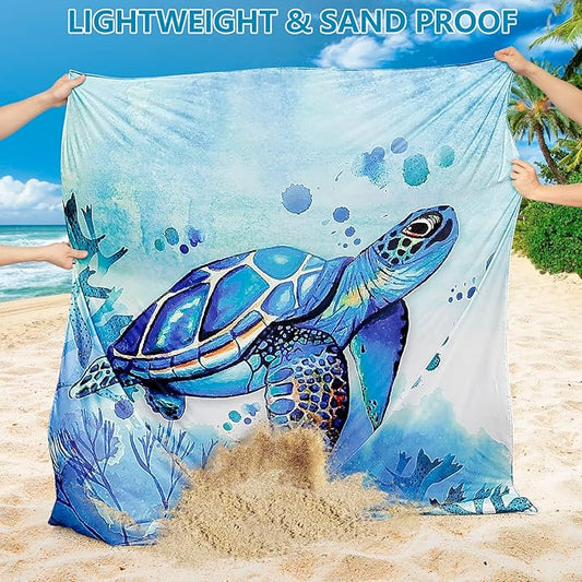 Beach Blanket Waterproof Sandproof Beach Mat 79" X 83" /10'x9'for 2-8 Adults Quick Drying Outdoor Picnic Mat Beach Accessories for Travel, Camping, Hiking