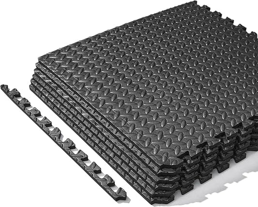 Sunny Health & Fitness Tri-Folding & Puzzle Exercise Mats – Extra Thick, Durable, Non-Slip, Water-Resistant Cushioning for Home Gym, Yoga, MMA, Gymnastics, Cardio, and Core Workouts