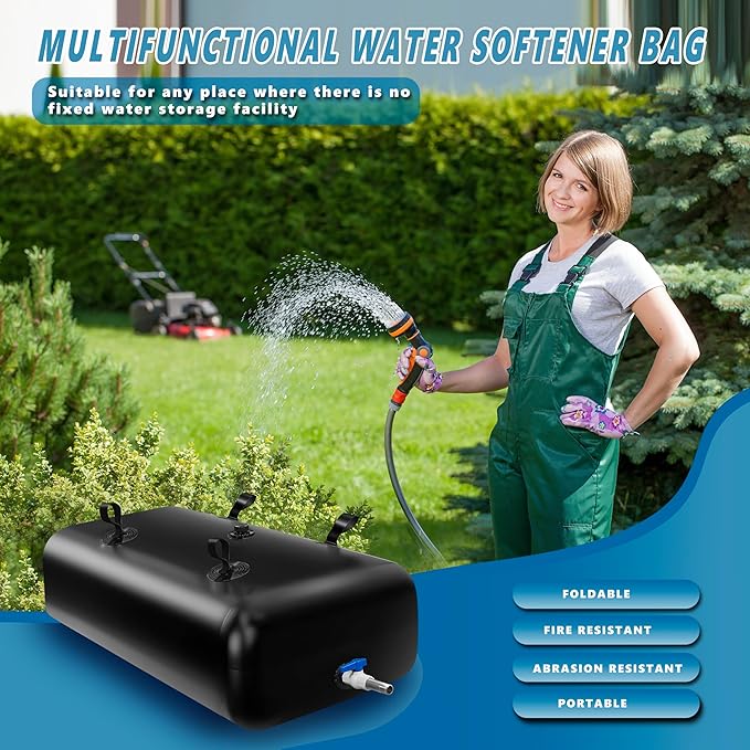 400 L/100 Gal Water Bladder Tank, Foldable Portable Water Storage Container, Emergency Water Bag for RV, Truck Bed, Fire Prevention, Drought Resistance, Black