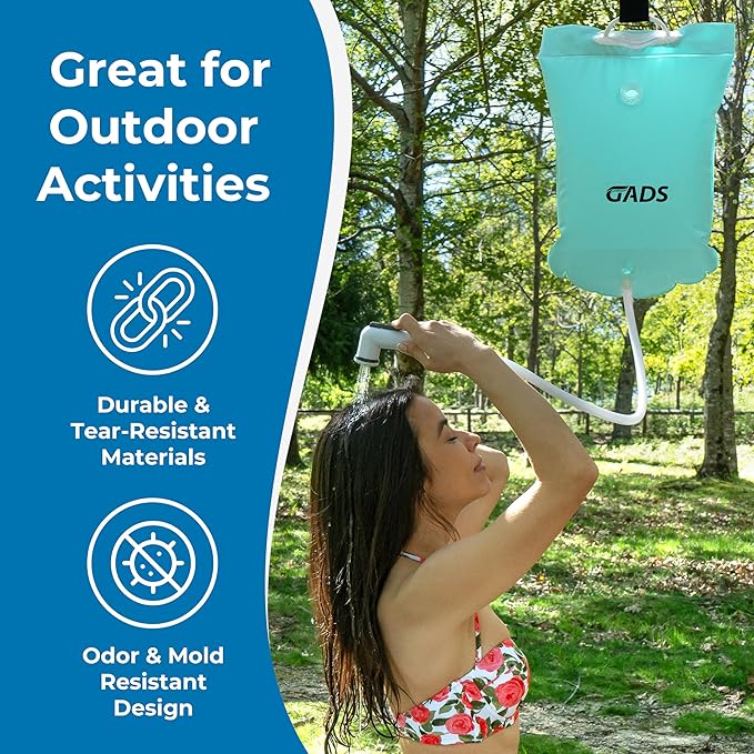 Portable Hair Washing Station, 2.5 GL Bedside Shower Water Bag for Hair Washing in Bed, Use with Inflatable Shampoo Basin, Inflatable Hair Washing Basin, Inflatable Bathtub - Blue