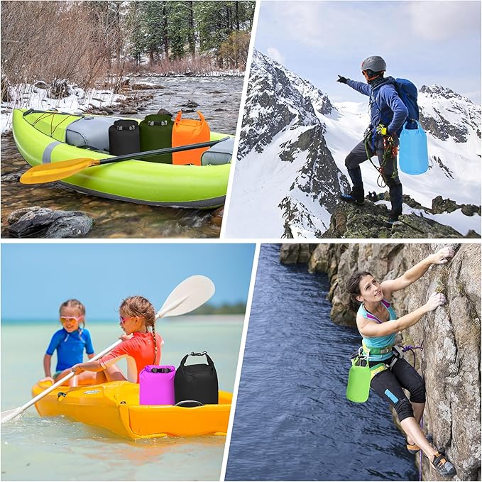 Desoto Waterproof Dry Bag 2 packs, 2L/5L/10L/20L/40L/70L Dry Sack Lightweight Portable, Dry Storage Bag to Keep Gear Dry Clean for Kayaking, Gym, Hiking, Swimming, Camping (Black, 10L)