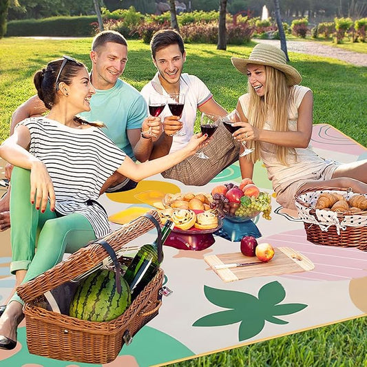 Extra Large Picnic Blankets Waterproof Foldable (80 "x 80") Beach Blanket Waterproof Sandproof,3-Layer Thicking Mat Outdoor Packable Camping Blanket