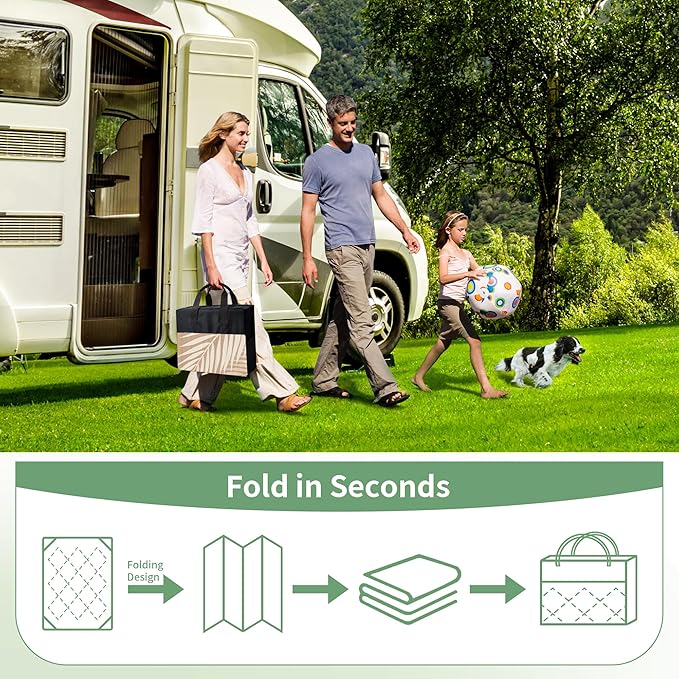 GENIMO Outdoor Rug 10' x 14' Waterproof for Patios Clearance, Reversible Outdoor Plastic Straw Camping Rug Carpet, Large Area Rugs Mats for RV, Camper, Deck, Balcony, Porch, Beach, Brown&Beige