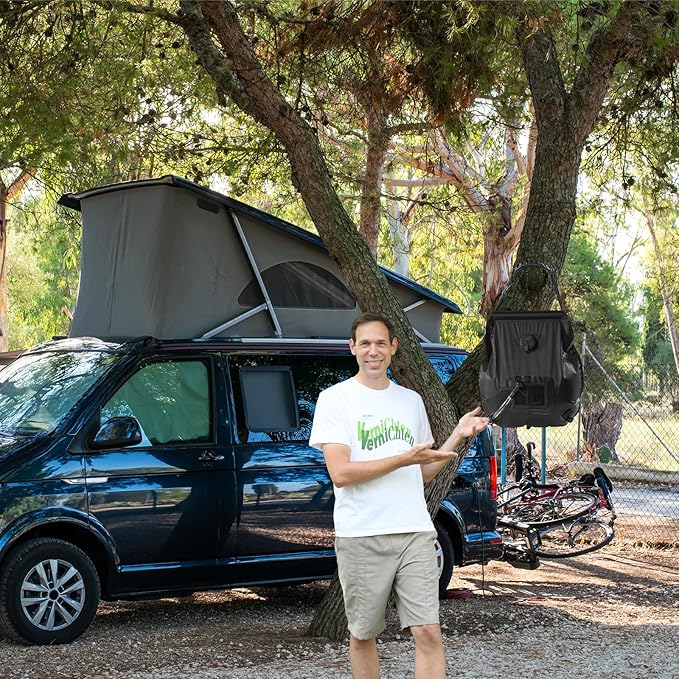 Camping Shower Bag, Solar Shower Bag 5-Gallon with Detachable Hose, Retractable Head Switch - Portable Shower for Camping Suitable for Camping, Hiking, Travel, Beach Swimming