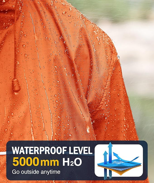 SWISSWELL Rain Jacket Men Waterproof Windbreaker, Lightweight Hooded Raincoat for Daily Casual
