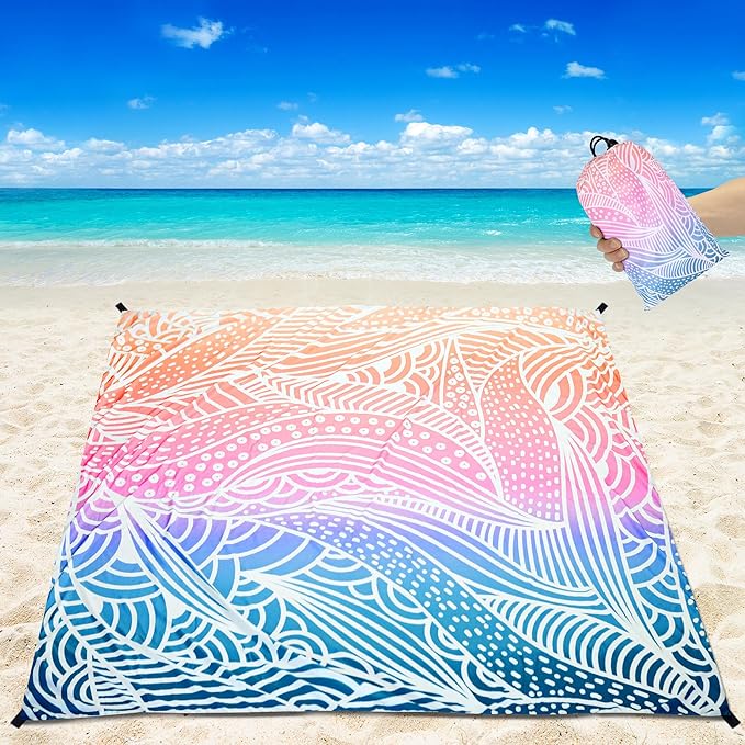 AISPARKY Beach Blanket Waterproof Sandproof, Oversized Large Beach Mat 79" X 83"/120"x108" for 1-8 Adults, Quick Drying&Compact&Lightweight, Picnic Mat Vacation Essentials for Beach Camping Travel