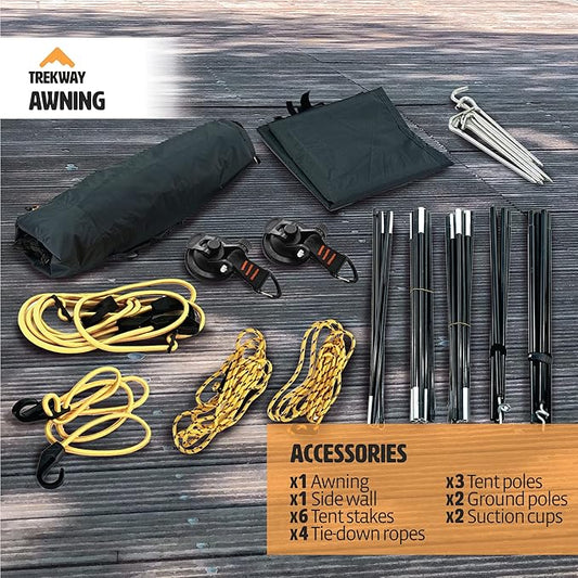 Trekway Waterproof Portable Vehicle Awning| Pop up Canopy | Sun Shade with Outdoor Privacy Wall| Great for Camping| Beach| Picnics| Etc.| Fit Great on Car| SUV| Jeep| Etc.