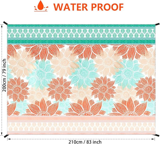 Beach Blanket Waterproof Sandproof Extra Large Beach Mat 79" X 83"/120"x108"for 1-8 Adults Quick Drying Durable Outdoor Picnic Mat for Beach Travel Camping Hiking