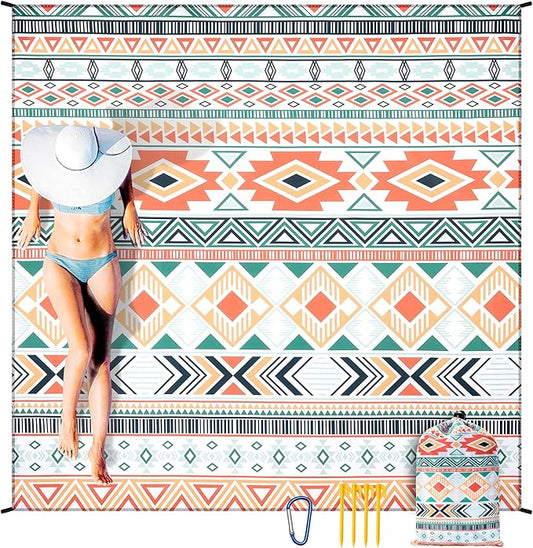 AISPARKY Beach Blanket Waterproof Sandproof, Oversized Large Beach Mat 79" X 83"/120"x108" for 1-8 Adults, Quick Drying&Compact&Lightweight, Picnic Mat Vacation Essentials for Beach Camping Travel