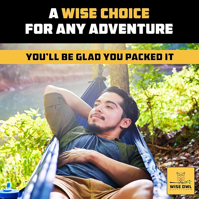 Wise Owl Outfitters Hammock for Camping Hammocks Gear for The Outdoors Backpacking Survival or Travel - Portable Lightweight Parachute Nylon - Up to 500lbs
