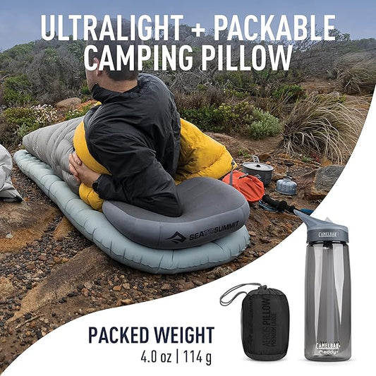 Sea to Summit Aeros Premium Inflatable Travel Pillow, Large (16.5 x 11), Grey