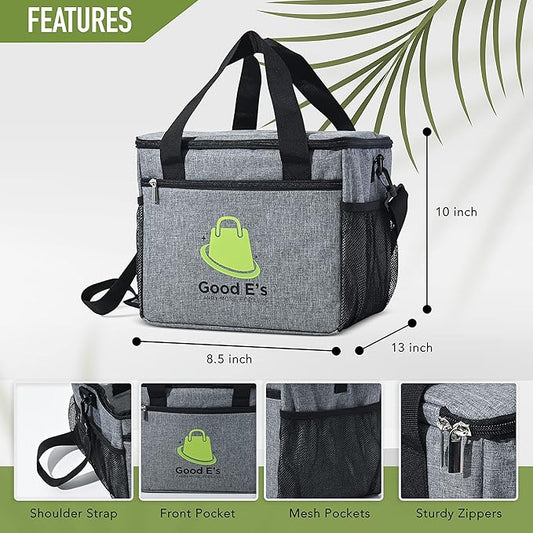 Good E’s Reusable 6 Cups Insulated Beverage Bag, Portable Cooler Tote with 5 Divider, Shoulder Strap & Side Pockets, Drink Caddy Cup Holder Carrier for Delivery Travel, Insulated Picnic Bag (6 Cups)