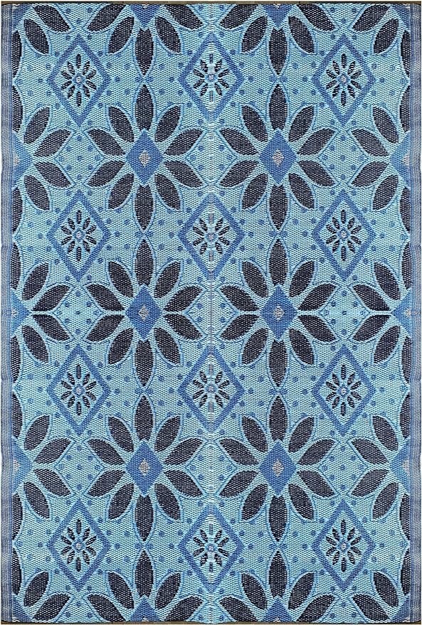 BalajeesUSA Outdoor Rug – 6x9, Sky Blue, Grey, Reversible Recycled Plastic Straw Rug Waterproof Outdoor Patio Rugs Clearance Large RV Camper Mats 331