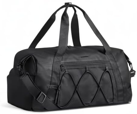 BAGSMART Gym Bag With Shoe Compartment & Wet Pocket, Lightweight Sports Travel Duffel Bag, Carry On Bag Weekender Overnight Bag, Water Resistant Sports Gym Tote Bags Swimming Yoga, Black