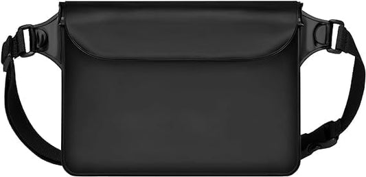 Waterproof Bag with Adjustable Waistband and Touch Sensitive Screen, Keeping Your Phone and Valuables Dry, Perfect for Drifting, Swimming, Kayaking, Rowing, Fishing(Black)