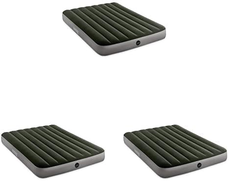 Intex 64778E Dura-Beam Standard Prestige Air Mattress: Fiber-Tech – Full Size – Hand-Held Battery Pump – 10in Bed Height – 600lb Weight Capacity (Pack of 3)