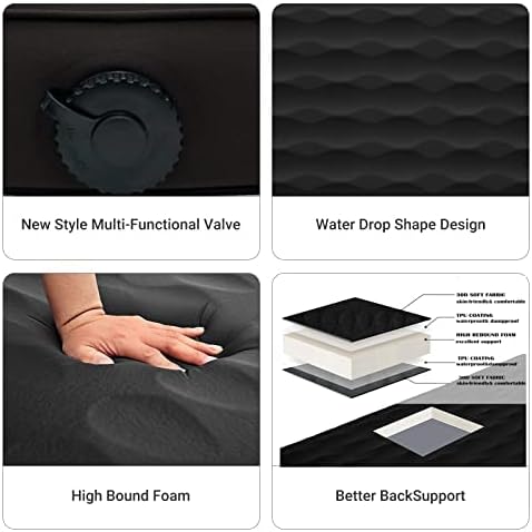 KingCamp Self Inflating Sleeping Pad for Camping Ultra Thick Double Single Foam Mattress High R Value Camping Air Pad Mat, Multi Colors & Sizes