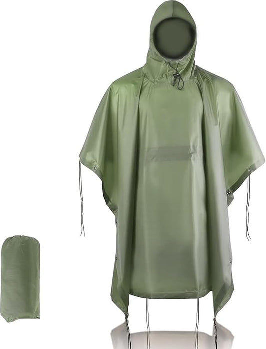 Camo Rain Poncho, Multi Use Waterproof Rain Coat