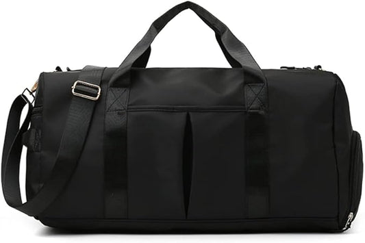 Blackwheel Sports Gym Bag With Shoe Bag Wet Bag Duffle Bag Waterproof Travel Bag for Women Men Black 29L