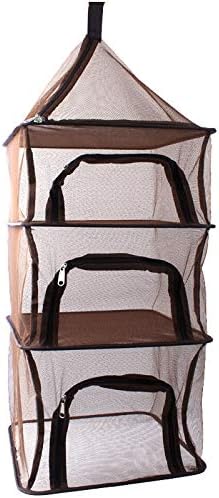 Desy & Feeci Camping Dry Net-4 Layer Outdoor Hanging Foldable Drying Rack, Camping Organizer Mesh Dryer Storage for Home Picnic BBQ Tableware/Dishes/Food/Vegetables/Fruit/Clothing
