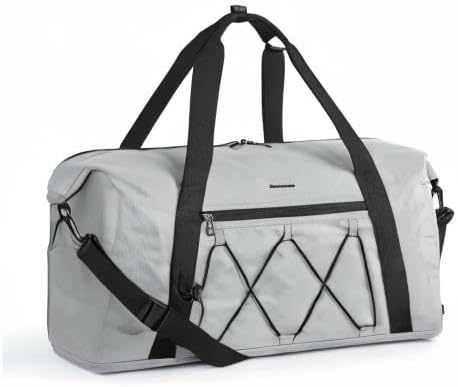 BAGSMART Gym Bags for Men Women, Sports Duffle Bag, Lightweight Weekender Duffel Bag With Shoe Compartment, Water Resistant Workout Duffle Sports Bag for Travel Fitness Swimming Yoga, Grey