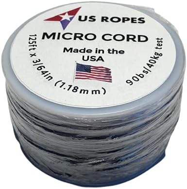 Tactical Nylon Micro Cord 1.18mm X 125ft Lightweight Braided Cord (3/64" Diameter) on Spool Camping Boating Home Fishing Garden Jewelry 90lb Test Breaking Load (Blue Shock)