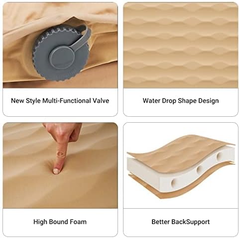 KingCamp Self Inflating Sleeping Pad for Camping Ultra Thick Double Single Foam Mattress High R Value Camping Air Pad Mat, Multi Colors & Sizes