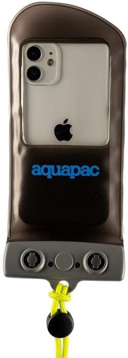 Aquapac Waterproof Phone Case, Mini, Grey, Lanyard, iPhone and Android, Made in The UK, Hiking, Mountain Biking, Running Accessory, Travel Essential, 5 Year Warranty. IPX8 Certified to 30 ft deep.