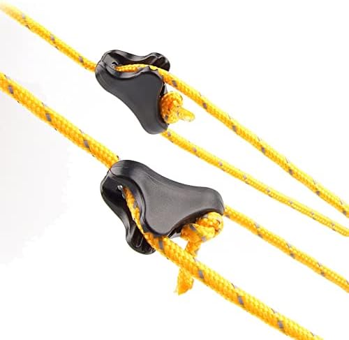 12Pack Ultralight Guyline Tensioners Tent Guyline Cord Rope Adjuster for Outdoor Camping Hiking Tent Tarp Canopy Shelter (Black,fit 1-2.5mm Paracord)