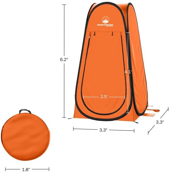 Pop Up Pod - Privacy Shower Tent, Dressing Room, or Portable Toilet Stall with Carry Bag for Camping, Beach, or Tailgate by Wakeman Outdoors