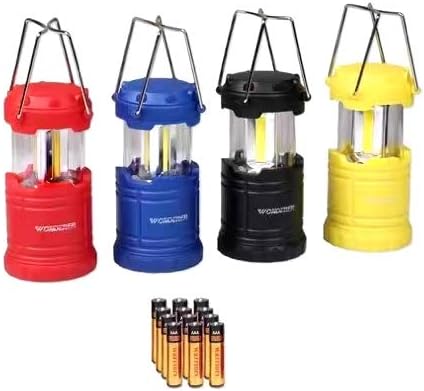 LED Lantern Mini 4 Pack, Camping Lanterns with 12 AAA Battery Operated/Portable & Collapsible, LED Camping Lantern for Kids/Hurricane/Camping/Emergency/Power Outage
