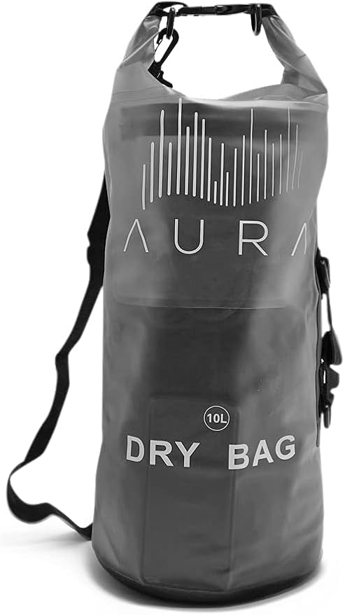 Waterproof Semi-transparent Dry Bag - 10L/20L Dry Bag Backpack - Zipper Compartment, Handles, Straps - Black, Blue, Green, Red - Transparent Dry Bag for Kayaking, Swimming, Beach, Rafting