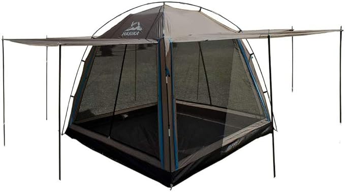 Hasika Screen Camping Tent with Floor 4 Season 8x8ft Large Mesh Room Shelter Canopy for Outdoors Gazebo Outside Poles Excluded