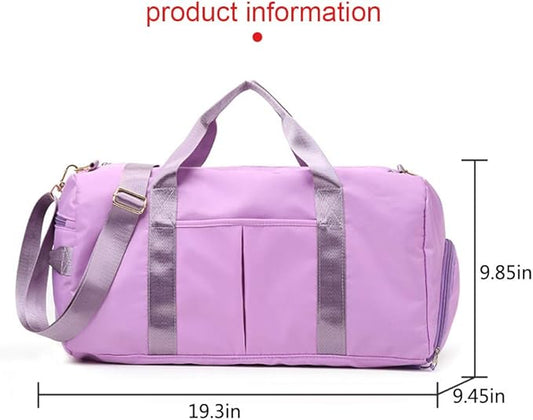 Blackwheel Sports Gym Bag With Shoe Bag Wet Bag Duffle Bag Waterproof Travel Bag for Women Cute Gym Bag Taro 29L